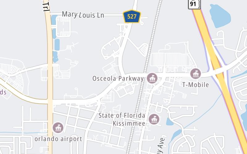 Static map of Osceola Parkway at S Orange Ave