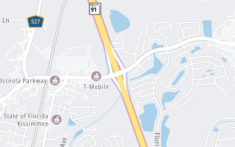 Static map of Osceola Parkway at Florida's Turnpike