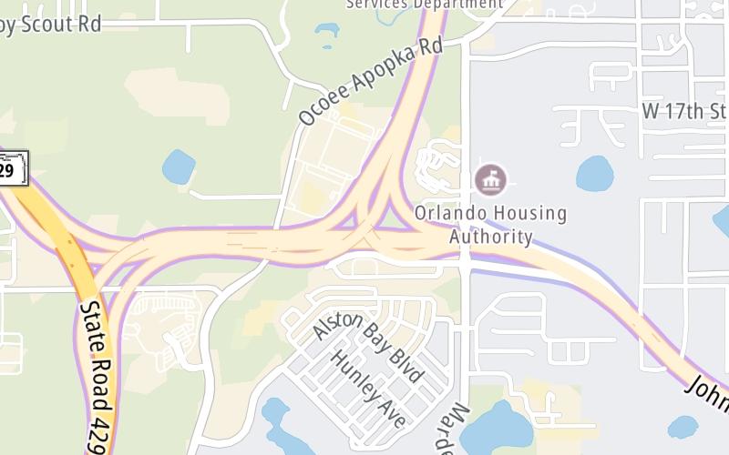 Static map of Apopka Expressway at SR 451