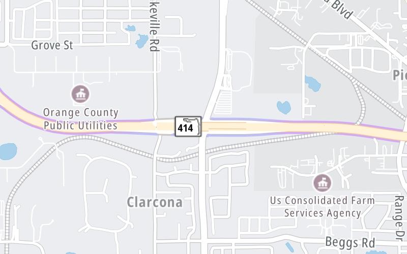 Static map of Apopka Expressway at Hiawassee Rd