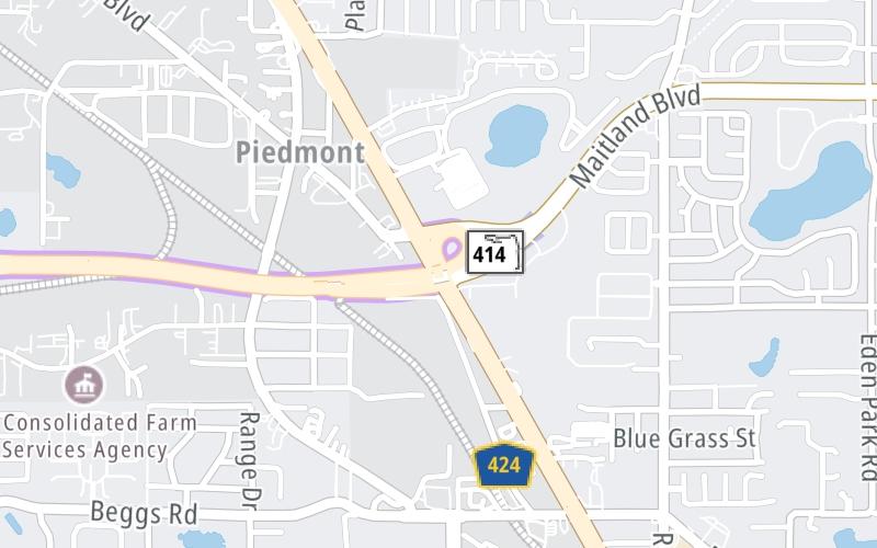 Static map of Apopka Expressway at U.S. Hwy 441