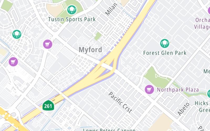 Static map of Ca 261 at Irvine Boulevard