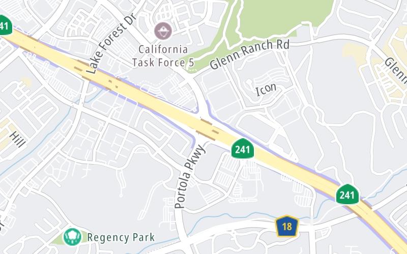 Static map of Ca 241 at Portola Parkway