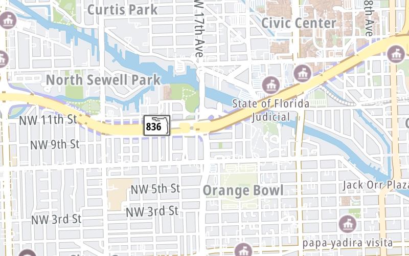 Static map of Dolphin Expressway at NW 17th Avenue / Marlins Park / Civic Center