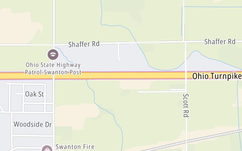 Static map of Ohio Turnpike at Swanton Toll Plaza