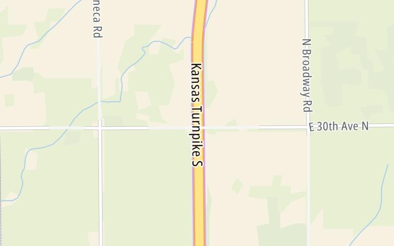 Static map of Kansas Turnpike at Mulvane K-53 / US 160 Zone SB Gantry