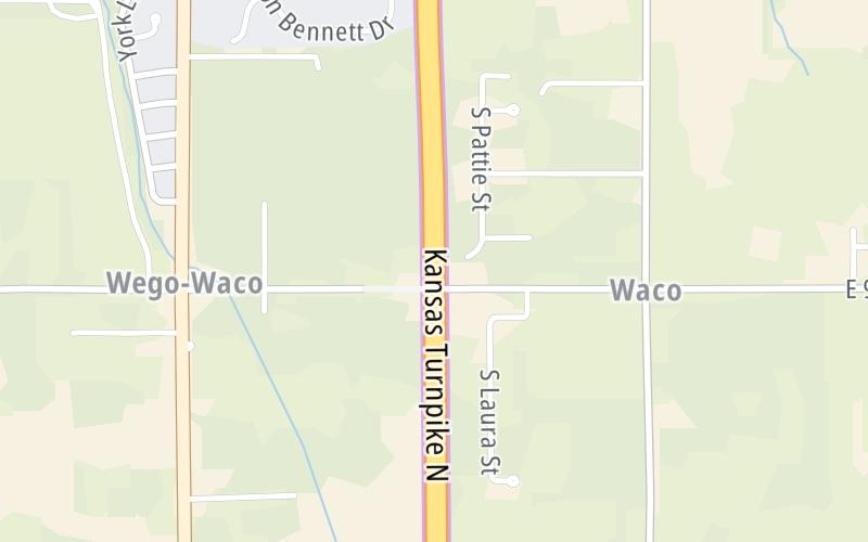 Static map of Kansas Turnpike at Haysville-Derby 71st / Mulvane Zone Gantry