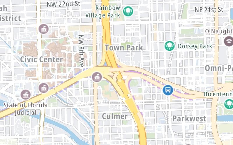 Static map of Dolphin Expressway at I–95 / I–395 to Miami Beach