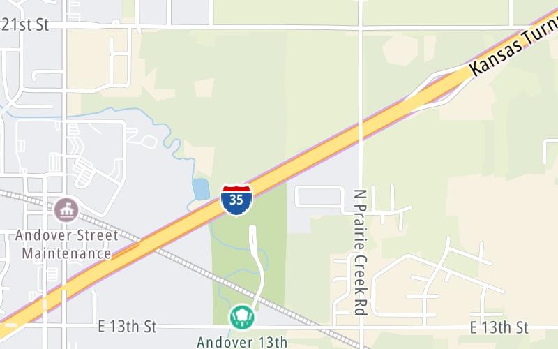 Static map of Kansas Turnpike at Andover 21st/Wichita K-96 Zone Gantry