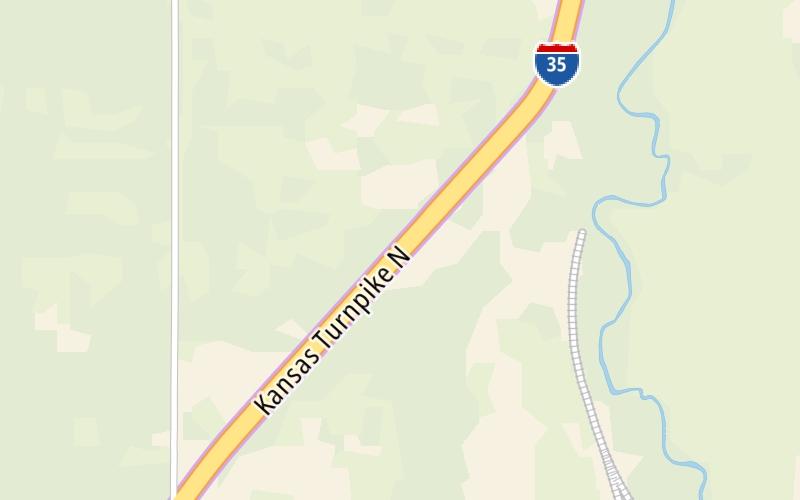 Static map of Kansas Turnpike at El Dorado US77/US254 Zone Gantry