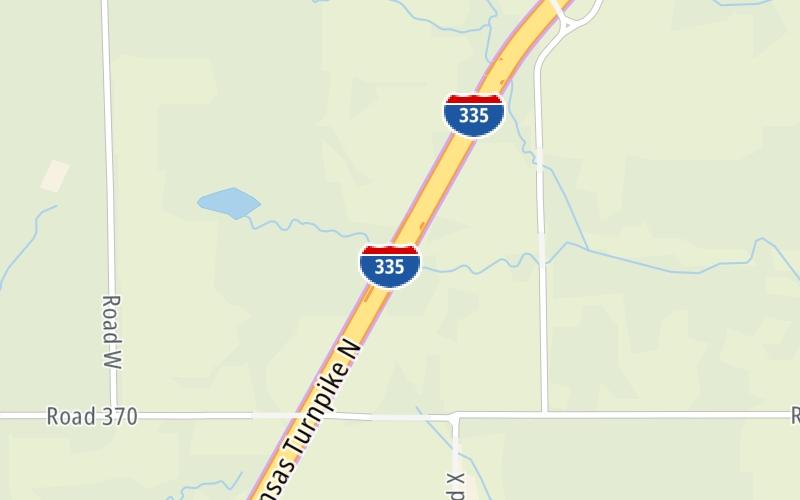 Static map of Kansas Turnpike at Topeka I-470/Council Grove Zone Gantry