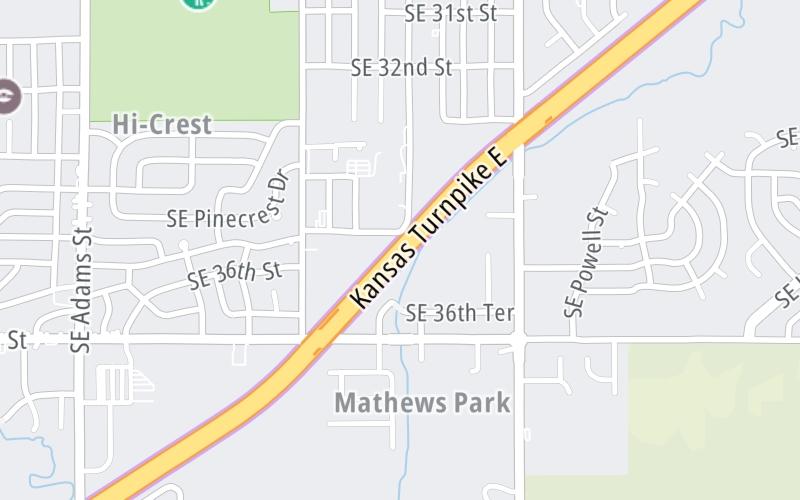 Static map of Kansas Turnpike at Topeka K-4/I-470 Zone Gantry