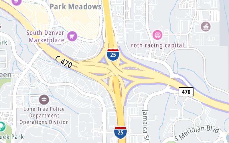 Static map of E 470 at I-25