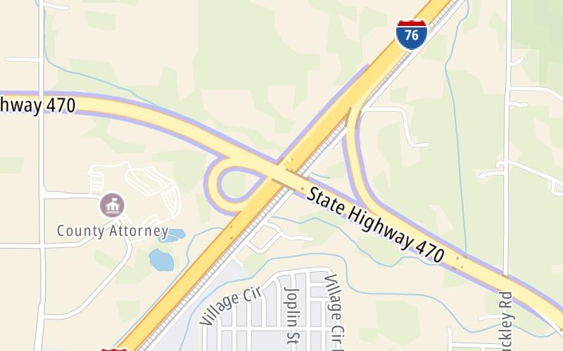 Static map of E 470 at I-76