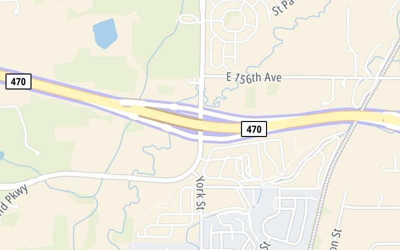 Static map of E 470 at York Street