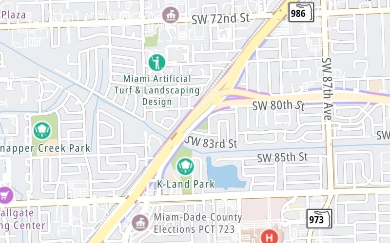 Static map of Don Shula Expressway at SR 878 / Snapper Creek Expressway