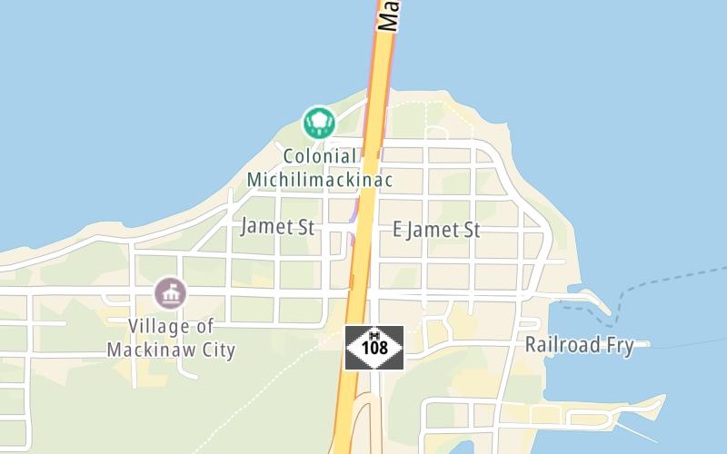 Static map of Mackinac Bridge at E Jamet Street