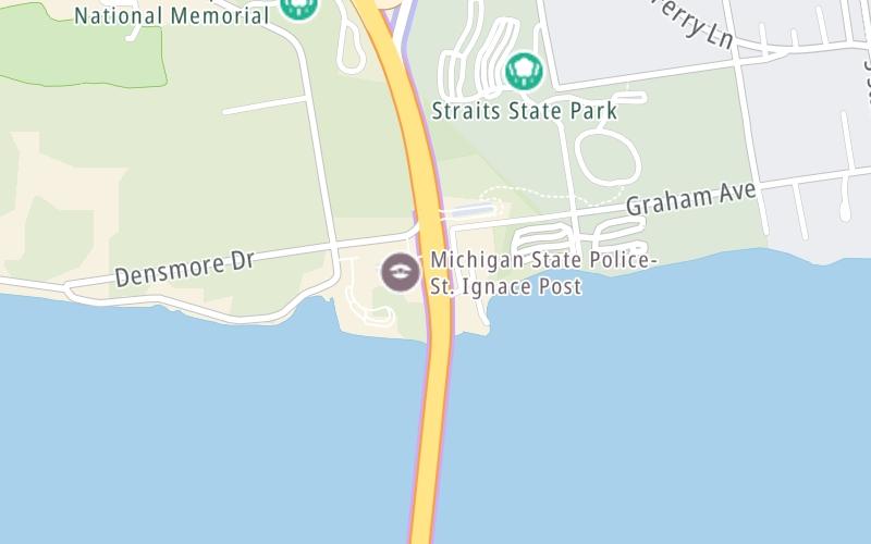 Static map of Mackinac Bridge at Bridge Authority Toll Plaza