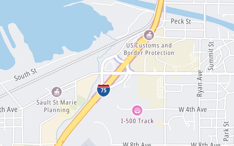 Static map of International Bridge At Sault Ste Marie at W Easterday Ave