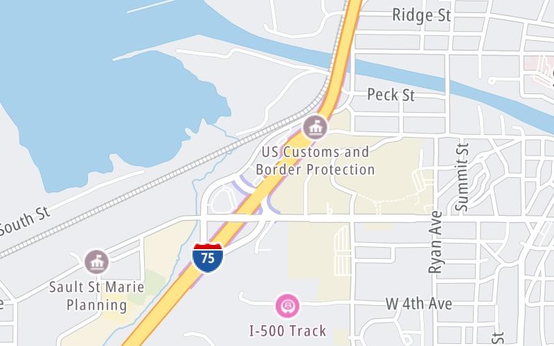 Static map of International Bridge At Sault Ste Marie at Sault Ste Marie Bridge Toll Plaza