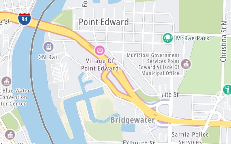 Static map of Blue Water Bridge at Canada Border Services