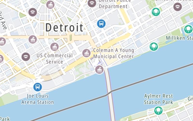 Static map of Detroit Windsor Tunnel at US Toll Plaza / Customs