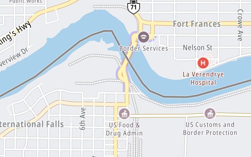 Static map of International Bridge at International Bridge Tolls