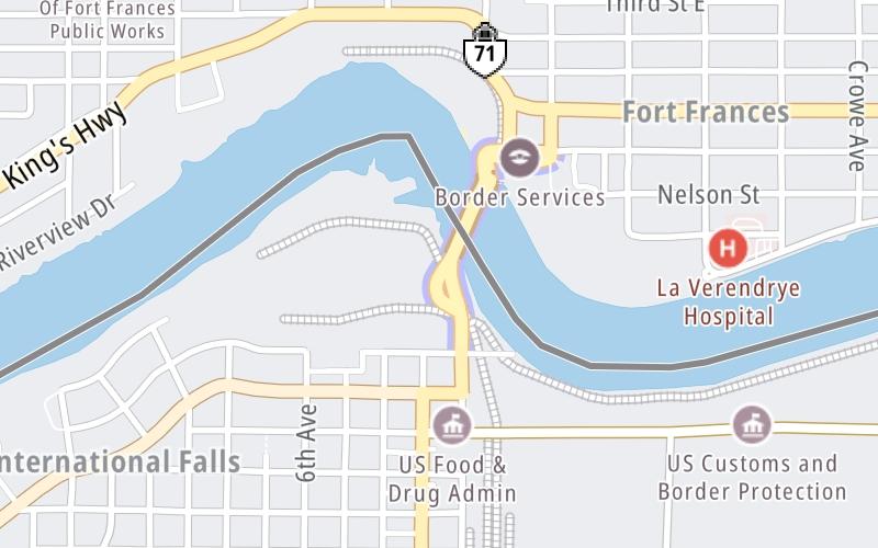 Static map of International Bridge at US Customs