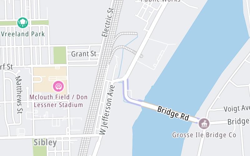 Static map of Grosse Ile Bridge at W Jefferson Avenue