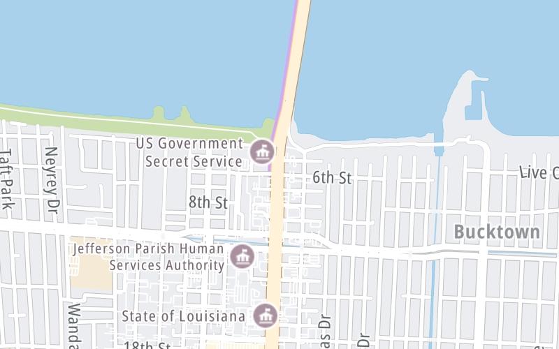 Static map of Lake Pontchartrain Causeway at 6th Street