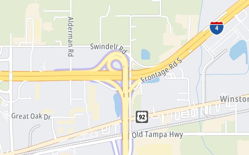 Static map of Polk Parkway at I-4 West