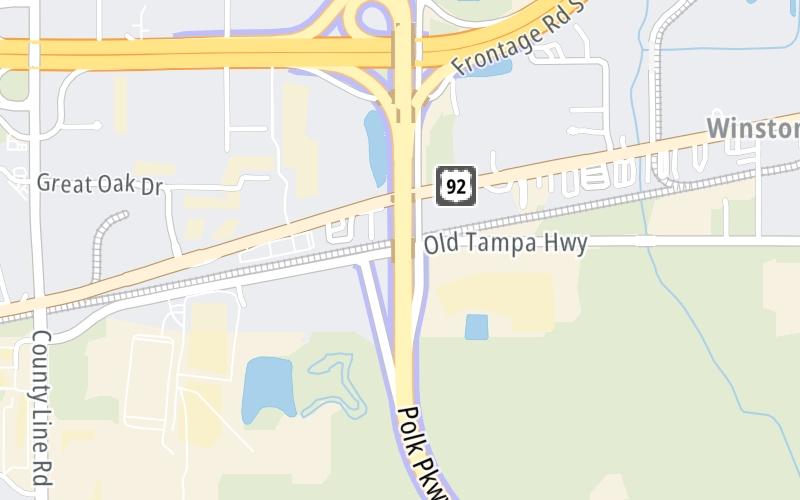 Static map of Polk Parkway at CR 542/Old Tampa Hwy