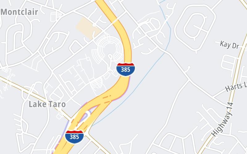 Static map of Southern Connector at I-385 North