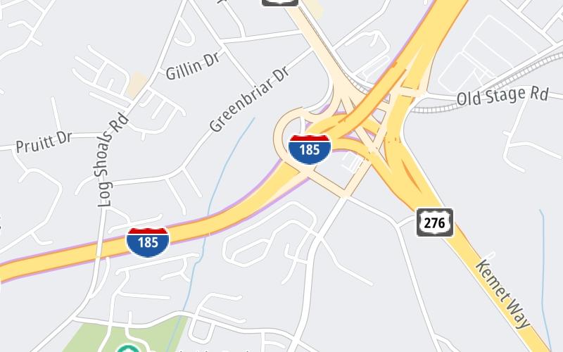 Static map of Southern Connector at I-385 South