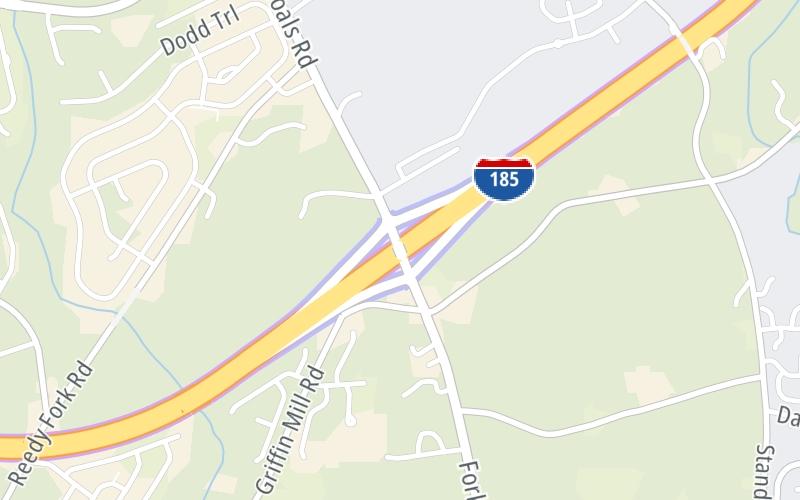 Static map of Southern Connector at Fork Shoals Road