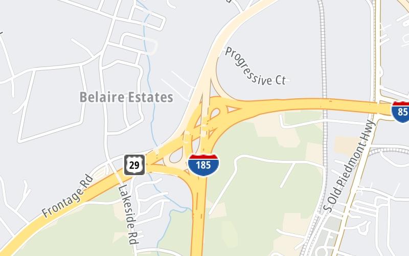 Static map of Southern Connector at I-85