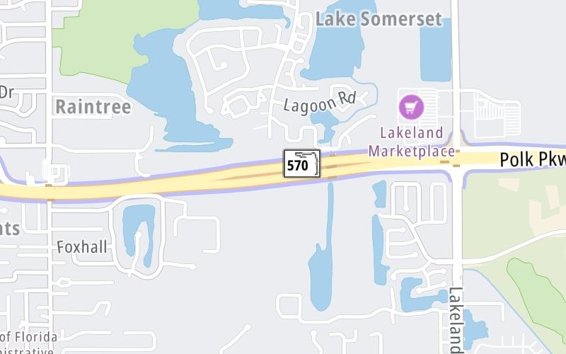 Static map of Polk Parkway at Western Plaza