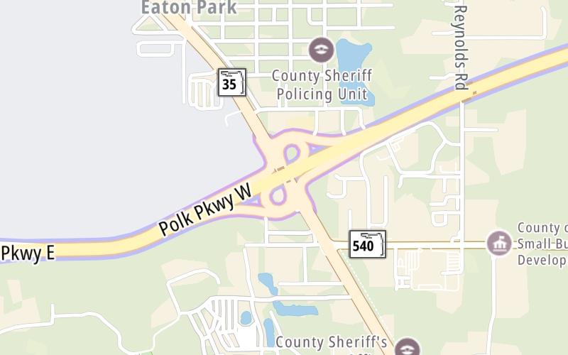 Static map of Polk Parkway at US 98/Bartow Road