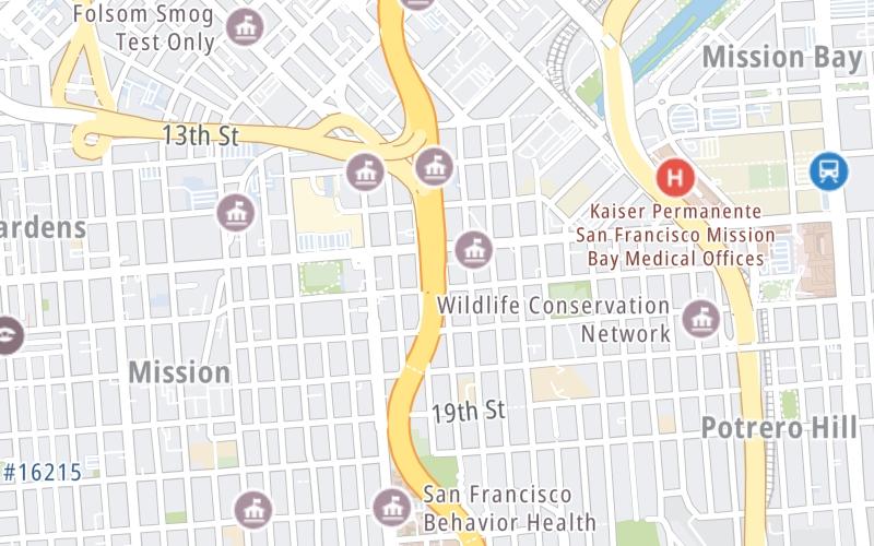 Static map of San Francisco Oakland Bay Bridge at I–80/US 101 NB Exit 433B