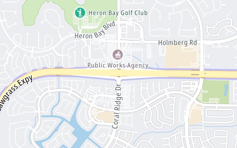 Static map of Sawgrass Expressway at Coral Ridge Drive/Nob Hill Road