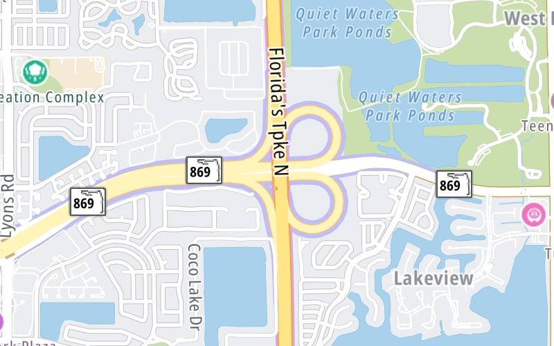 Static map of Sawgrass Expressway at Floridas Turnpike