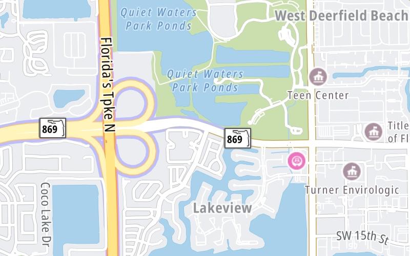 Static map of Sawgrass Expressway at SW 10th Street / to Powerline Road