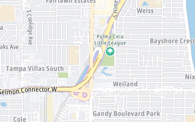 Static map of Selmon Expressway at Gandy Blvd / MacDill AFB