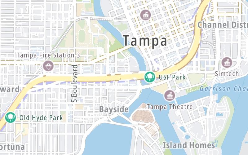 Static map of Selmon Expressway at West AET Toll Gantry