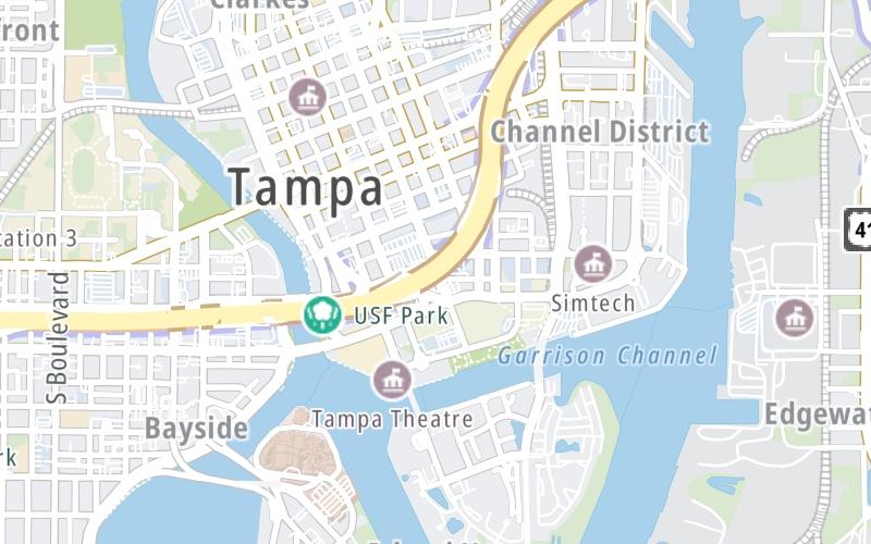 Static map of Selmon Expressway at Morgan St / Downtown