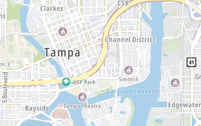 Static map of Selmon Expressway at Jefferson Street