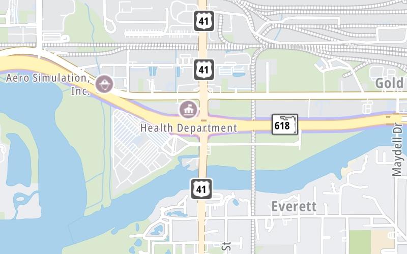 Static map of Selmon Expressway at 50th Street/US 41