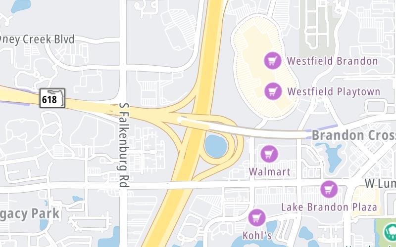 Static map of Selmon Expressway at I–75