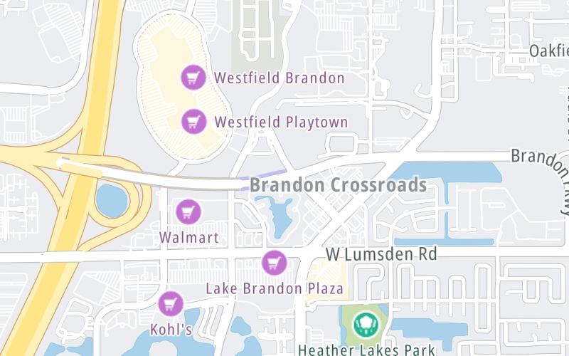 Static map of Selmon Expressway at Town Center Blvd / Brandon Pkwy