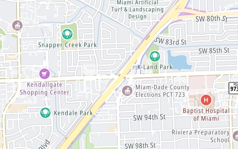 Static map of Snapper Creek Expressway at SW 88th Street/Kendall Drive